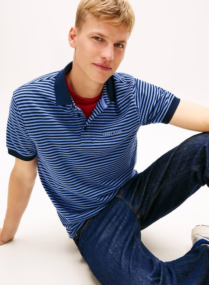 TOMMY JEANS Linear Logo Pique Polo Shirt - Image 4